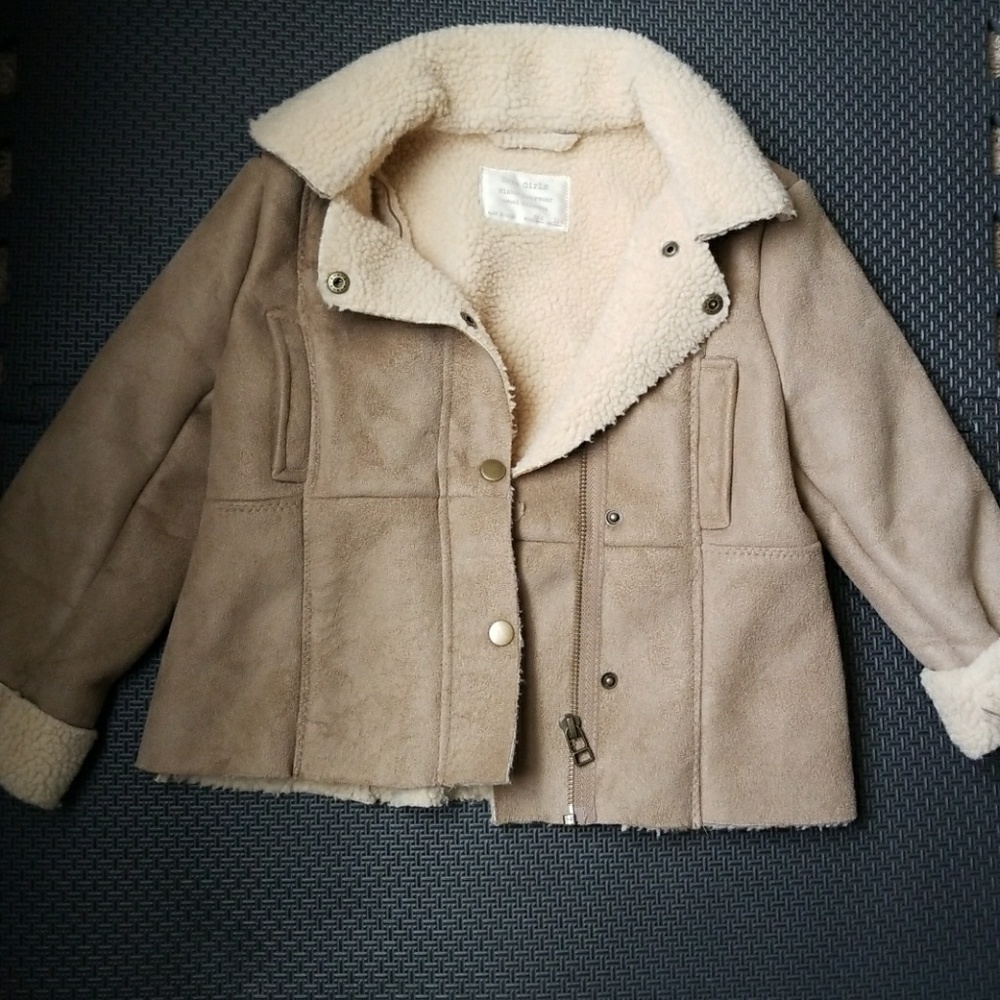 Zara girls shearling jacket 3/4